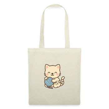 Cute kitten with blue skein - Tote Bag - red - Front