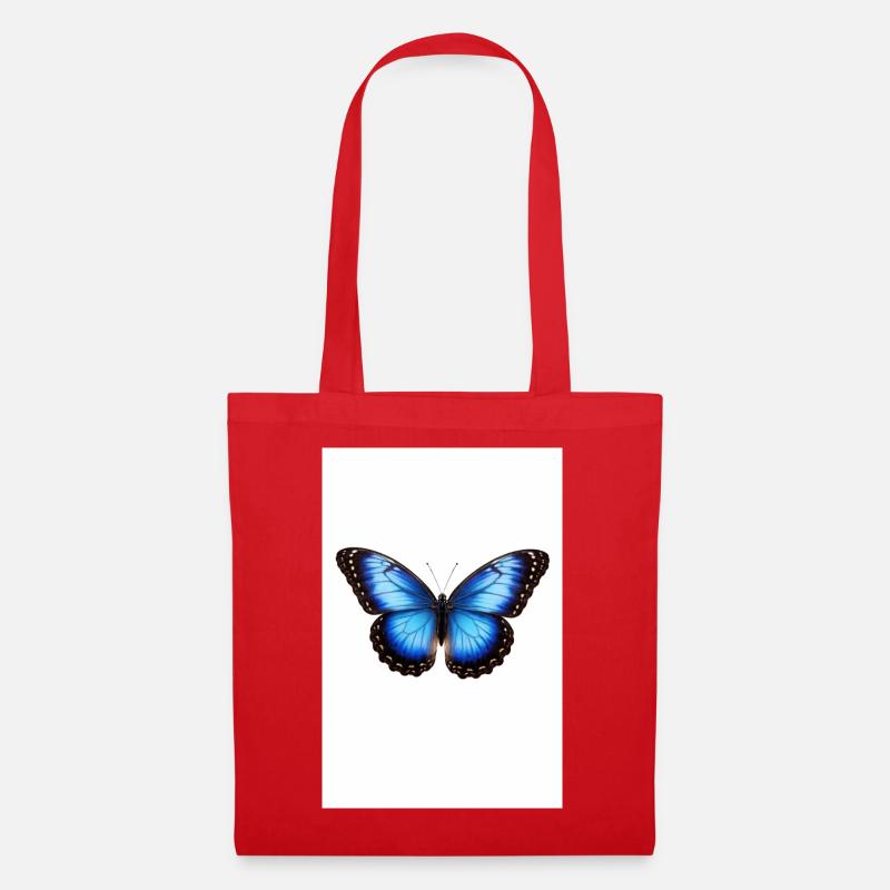 Blauer Schmetterling Flügel - Stoffbeutel - Rot