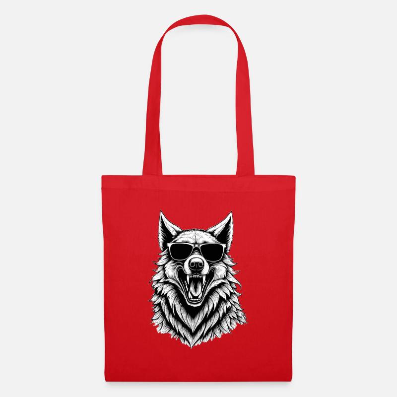 Laughing wolf with sunglasses - Tote Bag - red