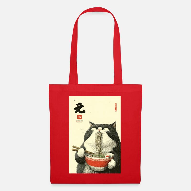 Nudelkatzen-Festmahl - Stoffbeutel - Rot