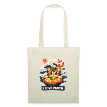 Affiche de Chat Mange des nouilles ramen - Sac en tissu - rouge - Devant