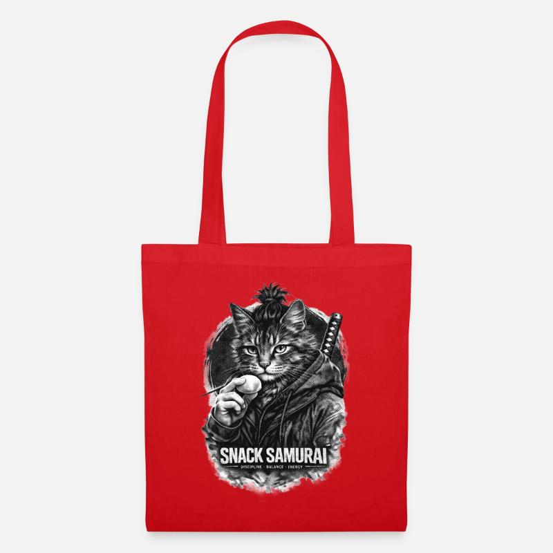 Snack Samurai Cat II - Tote Bag - red