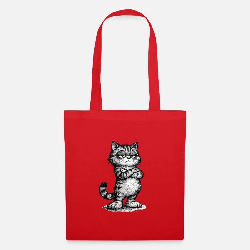 Grumpy Katze – Chef Vibes (Sketch Attitude) - Stoffbeutel - Rot