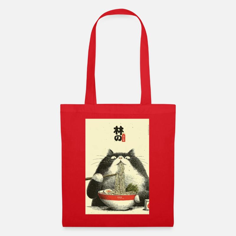 Neko Noodle Feast - Tote Bag - red