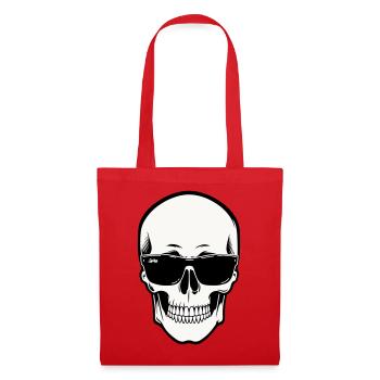 Squelette avec lunettes de soleil en monochrome - Sac en tissu - rouge - Devant