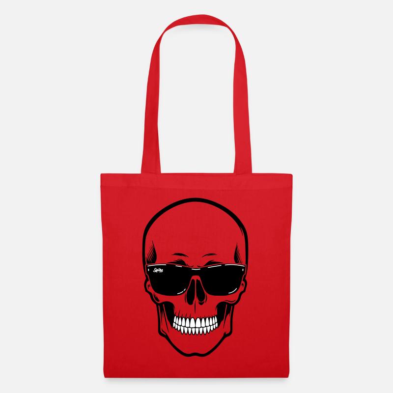 Line skull Spike black contrast with smile - Tote Bag - red
