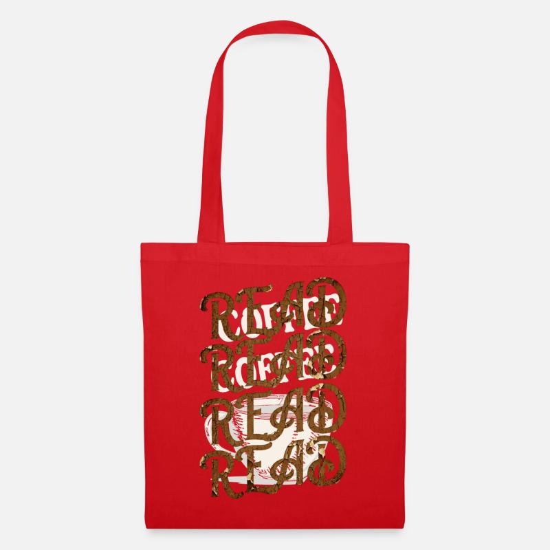 Read Design - Vintage Look mit Kaffeehintergrund - Stoffbeutel - Rot
