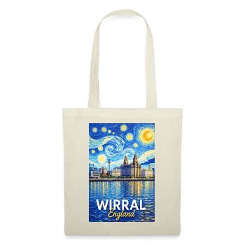 La silhouette de l’Angleterre du Wirral dans le ciel étoilé - Sac en tissu - rouge - Devant
