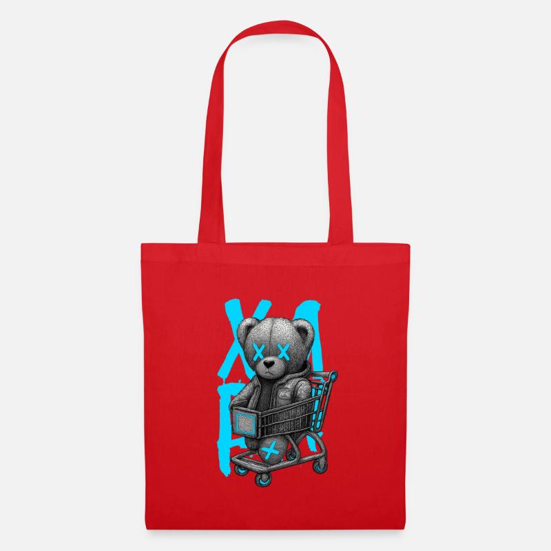 Teddybär in Neon-Trolley X - Stoffbeutel - Rot