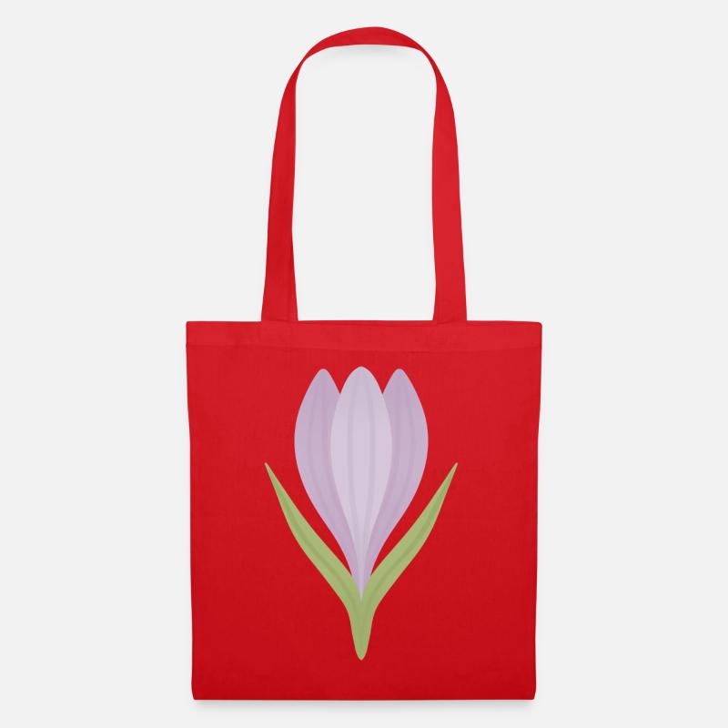 Lilac Crocus Bloom Illustration - Stoffbeutel - Rot