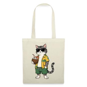 Strandkatze mit Hawaiihemd und Kokosnuss - Sac en tissu - rouge - Devant