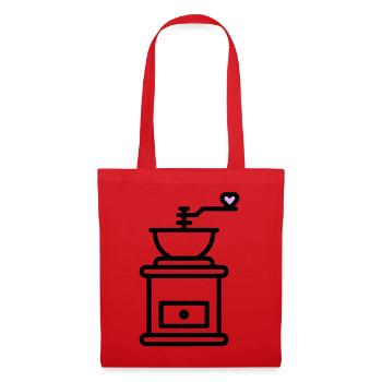 Coffee Love: Coffee Grinder with Heart Vector - Tote Bag - red - Front