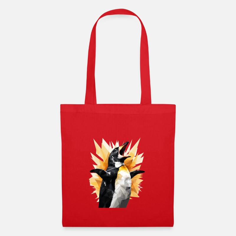 Schreiender Pinguin/Screaming penguin - Stoffbeutel - Rot