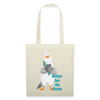 « Beurre au poisson » - Drôle de mouette avec du poisson - Sac en tissu - rouge - Devant