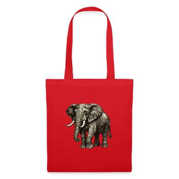 Vintage Elefant Illustration – Kraft & Natur - Stoffbeutel - Rot - Vorne