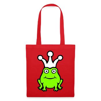 Frog King Crown Funny Cute Comic Frog Prince - Tote Bag - red - Front