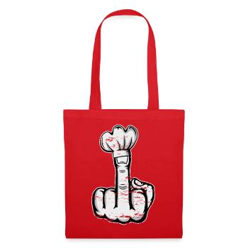 Mittelfinger Stinkefinger Kochmütze Design - Stoffbeutel - Rot - Vorne