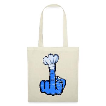 Mittelfinger Stinkefinger Kochmütze Design Blau - Stoffbeutel - Rot - Vorne