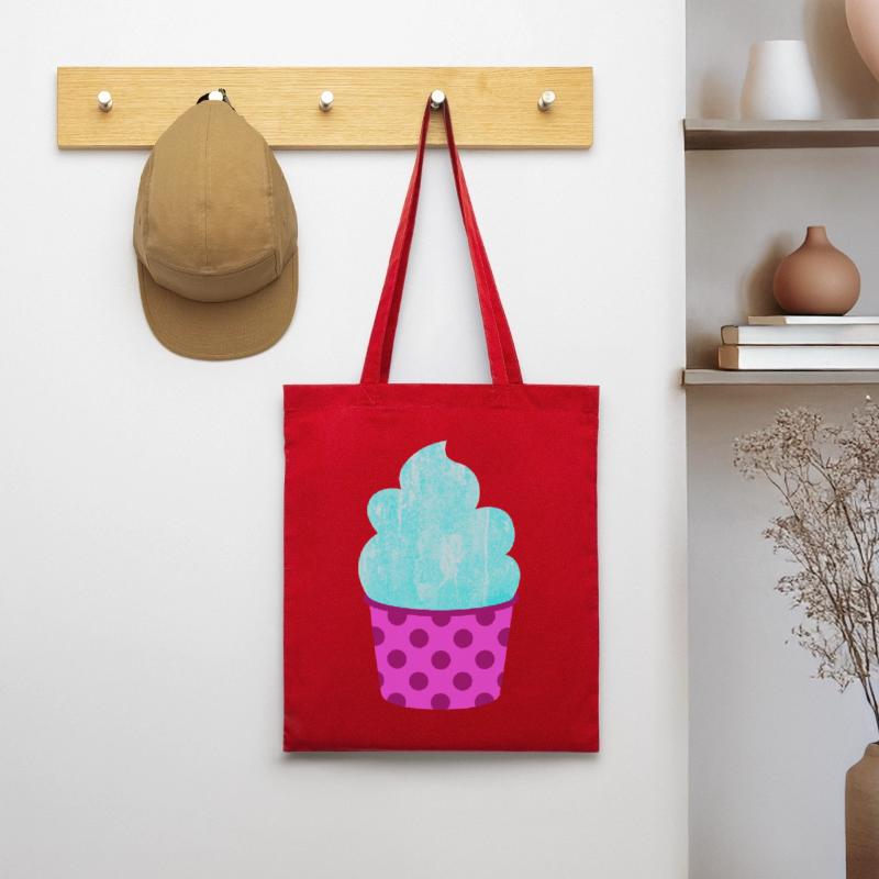 Eis Eiscreme Eiskrem Dots Punkte Softeis Sommer Stoffbeutel