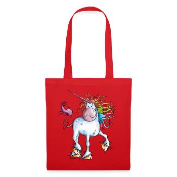 Regenbogen Einhorn - Stoffbeutel - Rot - Vorne