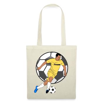 Gelbes Teamspieler-Design mit Ball - Stoffbeutel - Rot - Vorne