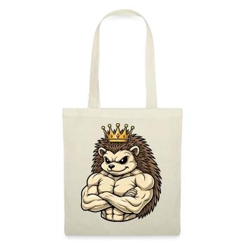 Starker Igel König Cartoon Fitness Portrait - Stoffbeutel - Rot - Vorne