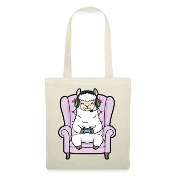 Gamer Llama Alpaca Playing Video Games Art - Tote Bag - red - Front