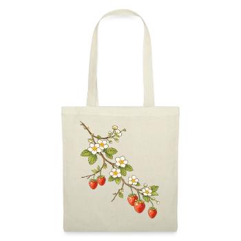Illustration de branche de fraise avec fleurs - Sac en tissu - rouge - Devant