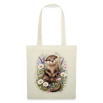 Otter Wildblumen Cottagecore Tierfreund - Stoffbeutel - Rot - Vorne