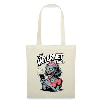 Femme zombie avec téléphone portable et texte "L’internet dit... - Sac en tissu - rouge - Devant