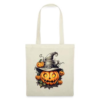 Pumpkin head wearing a witch hat, halloween - Tote Bag - red - Front