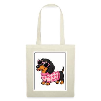 Dachshund Hearts Pink Glasses - Tote Bag - red - Front