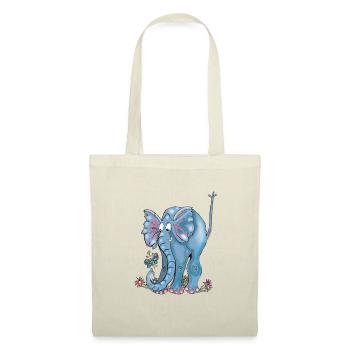 Whimsical Blue Elephant and Butterflies - Tote Bag - red - Front