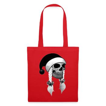 Crâne Femme Noël Bonnets tresses - Sac en tissu - rouge - Devant