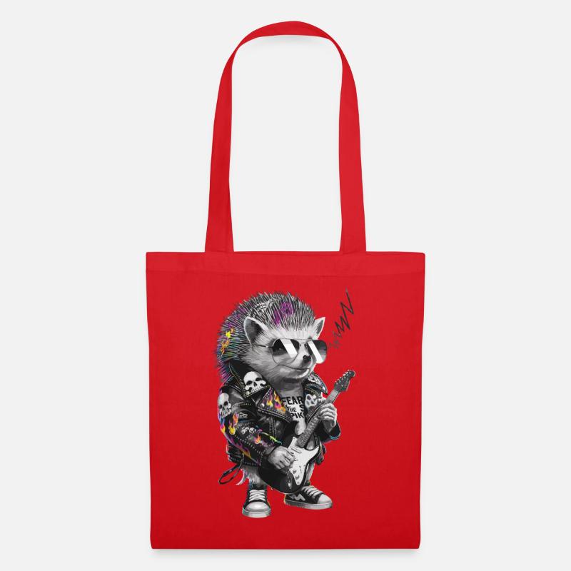 Hérisson punky avec guitare électrique - Sac en tissu - rouge