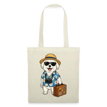 Travel dog with camera in Hawaiian look - Tote Bag - red - Front