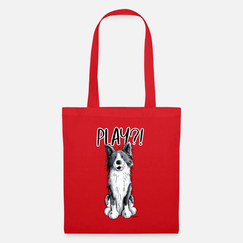 Border Collie Play - Stoffbeutel - Rot