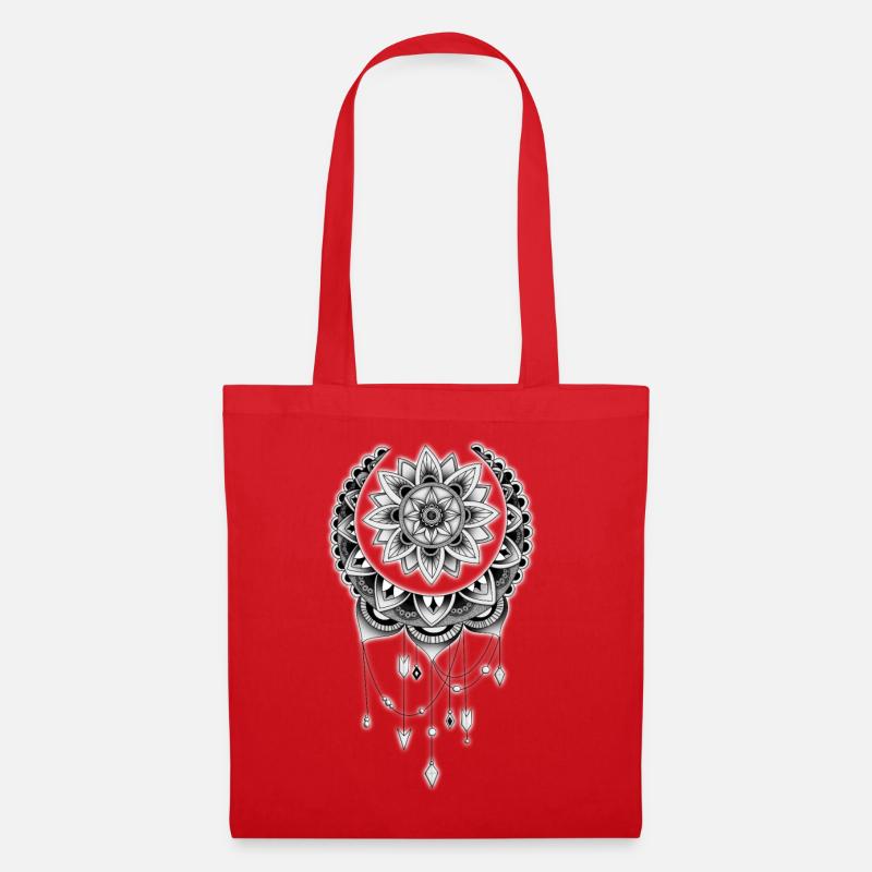 Mandala Traumfänger Schwarz-Weiß - Stoffbeutel - Rot