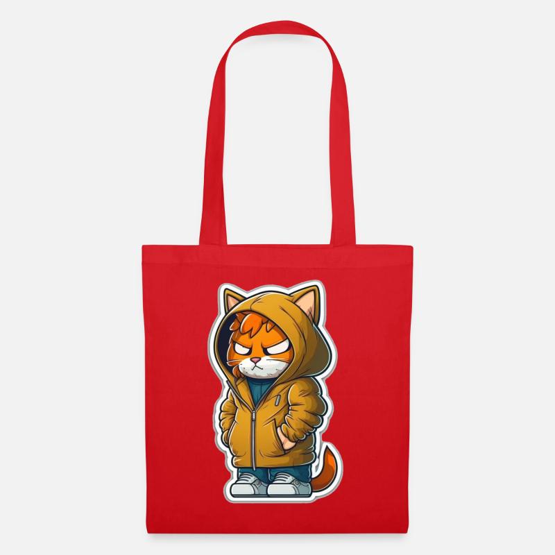 chat de bande dessinée - Sac en tissu - rouge