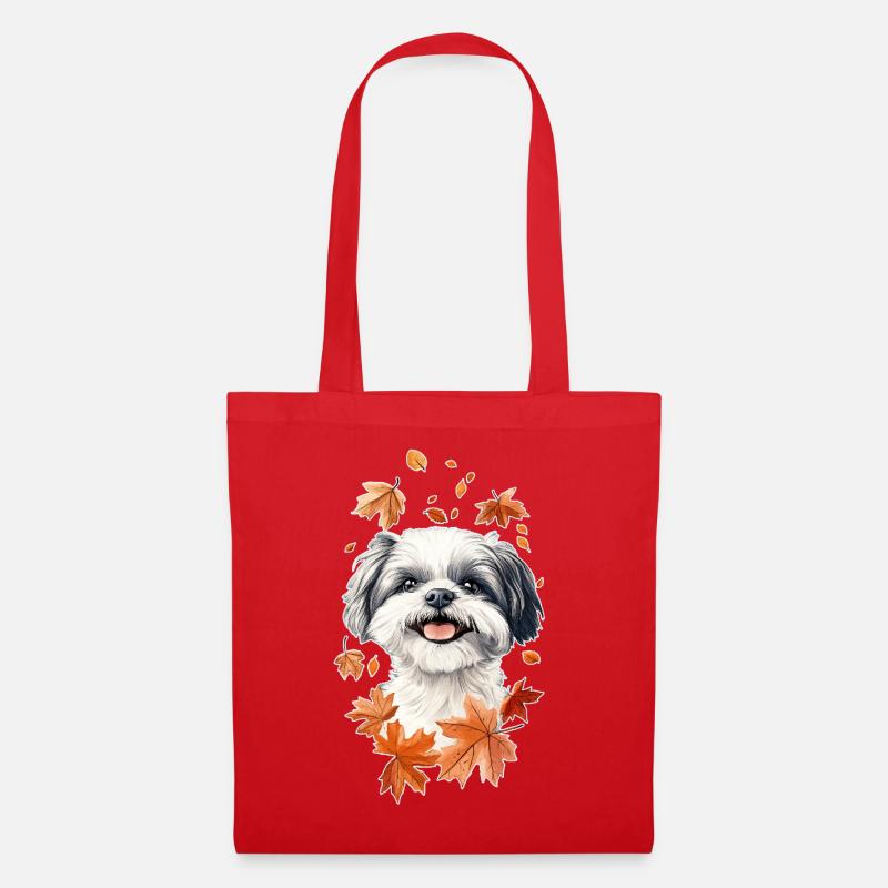 Shih Tzu Herbst - Stoffbeutel - Rot
