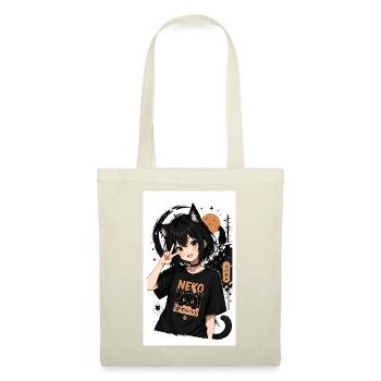 Neko Nachtkatze Shirt - Stoffbeutel - Rot - Vorne