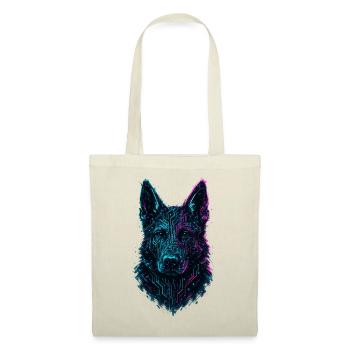 Deutscher Schäferhund Cyber Tech Neon Design - Stoffbeutel - Rot - Vorne