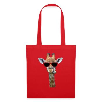 witzige, coole Giraffe mit Sonnenbrille - Stoffbeutel - Rot - Vorne