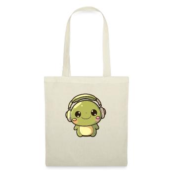 Kawaii Mignon Happy Colorful Frog avec écouteurs - Sac en tissu - rouge - Devant