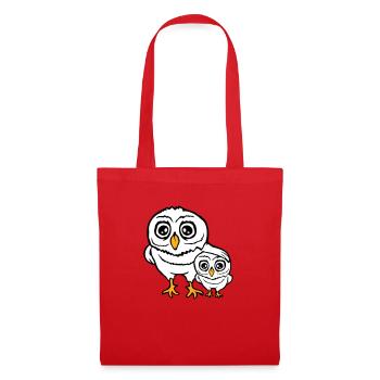 2 Owls Dad Mom Child Baby Family Mother Father - Tote Bag - red - Front