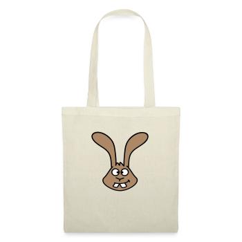 Lapin regarde, plisse les yeux, grimace, drôle, sourire idiot - Sac en tissu - rouge - Devant