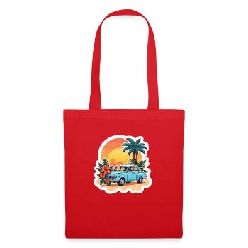 Fleurs de voiture bleues d’été - Sac en tissu - rouge - Devant