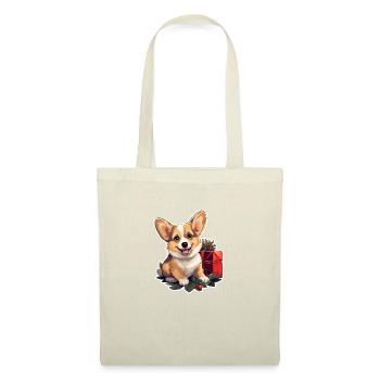 Christmas Happy Corgi with holly and gift - Tote Bag - red - Front
