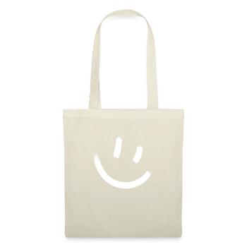 Lachsmiley Gesicht lächeln Strichgesicht glücklich - Stoffbeutel - Natur - Vorne