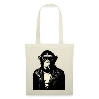 Schimpanse Rebel Biker Illustration - Stoffbeutel - Rot - Vorne